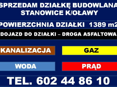 Działka budowlana Stanowice sprzedam