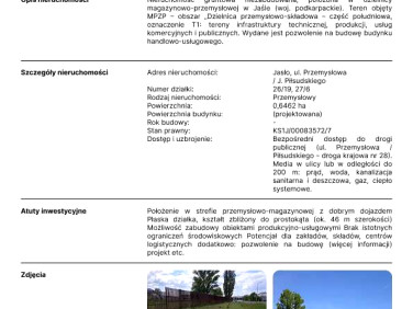 Działka inna Jasło