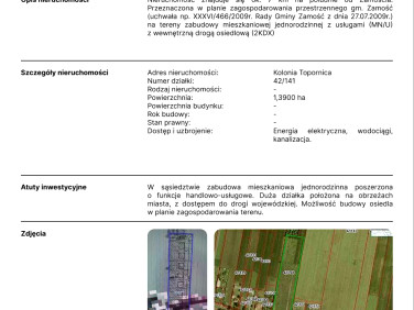 Działka inna kolonia topornica