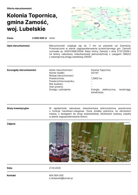 Działka inna kolonia topornica