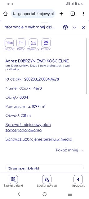 Działka budowlana Dobrzyniewo Kościelne