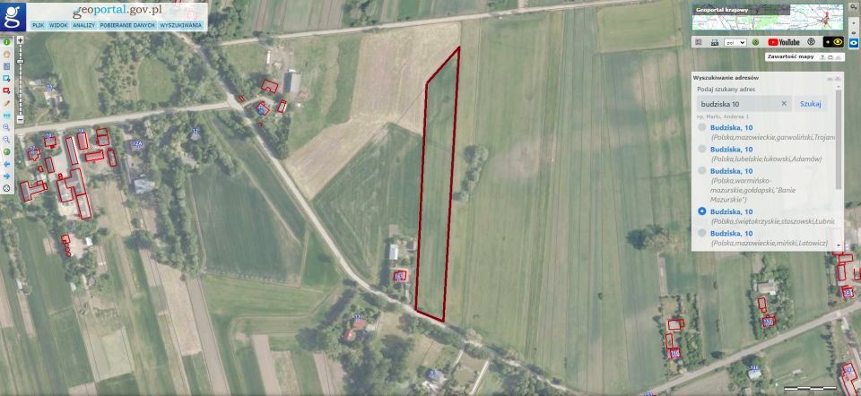 Działka rolna Budziska
