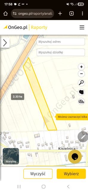 Działka budowlano-rolna Kisielnica