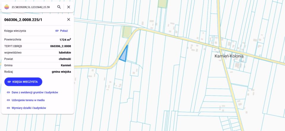 Działka budowlana Kamień-Kolonia sprzedam