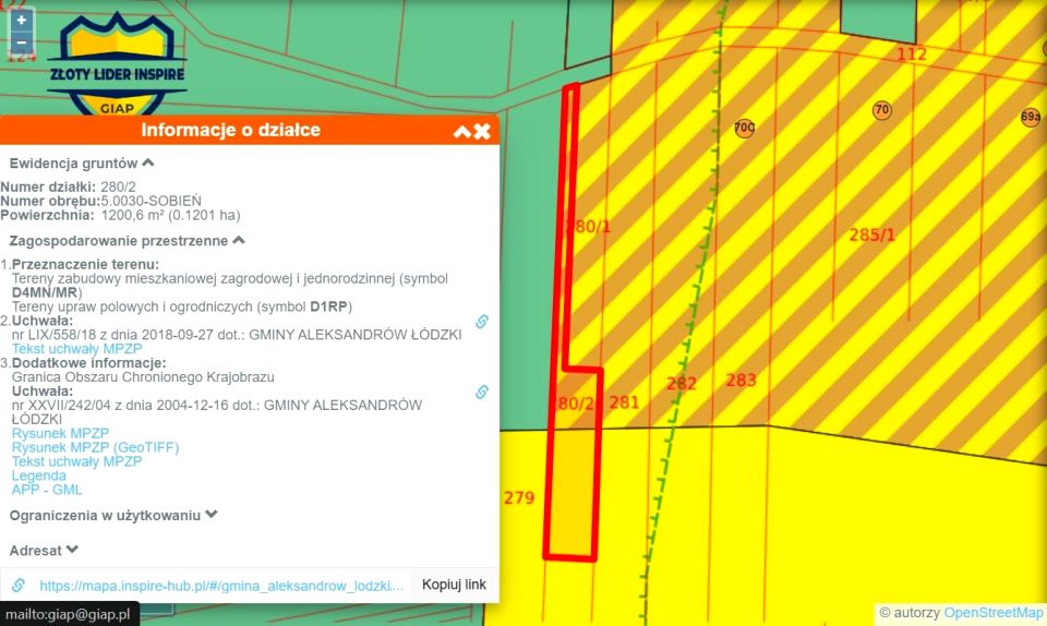 Działka budowlana Sobień