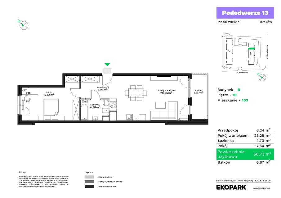 Mieszkanie na sprzedaż, 2 pokoje, 57 m², Piaski Nowe Kraków
