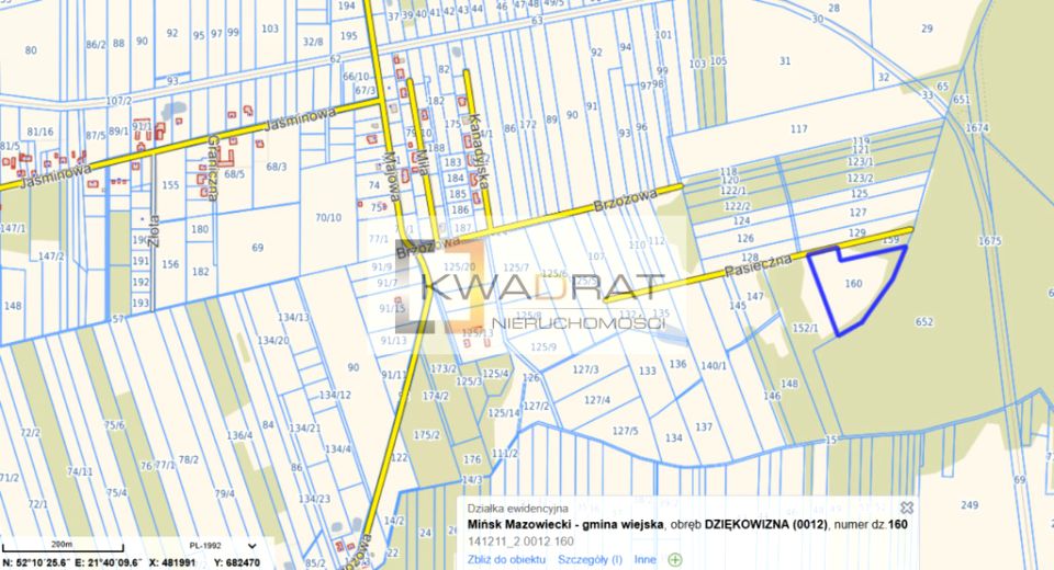 Działka rolna Dziękowizna