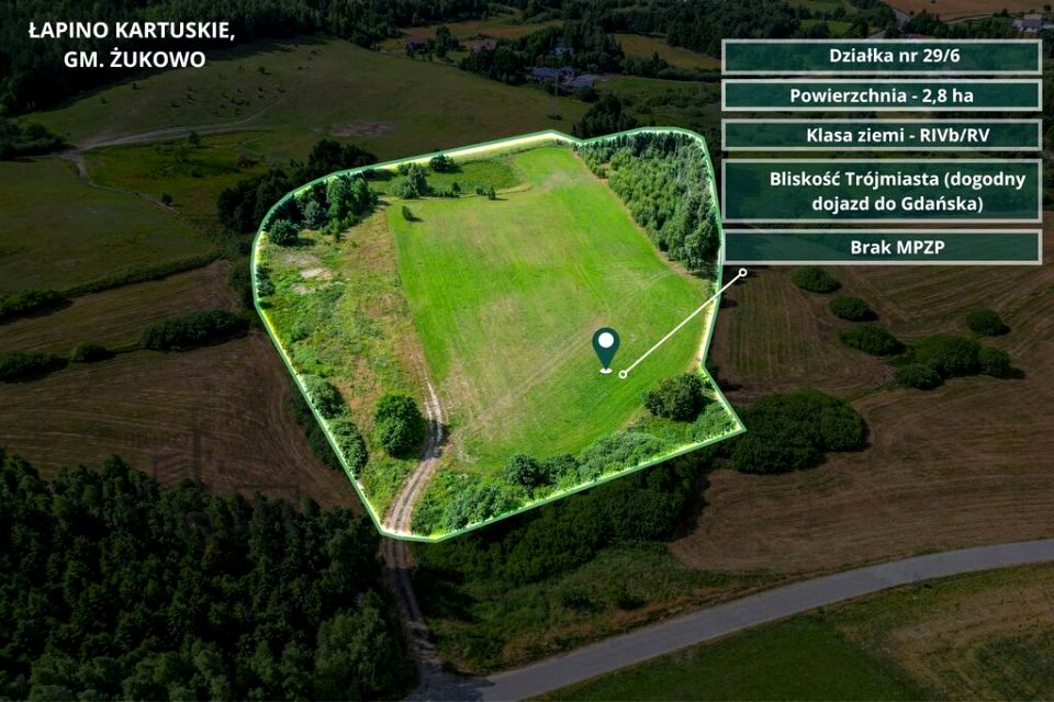 Działka inwestycyjna Łapino Kartuskie sprzedam