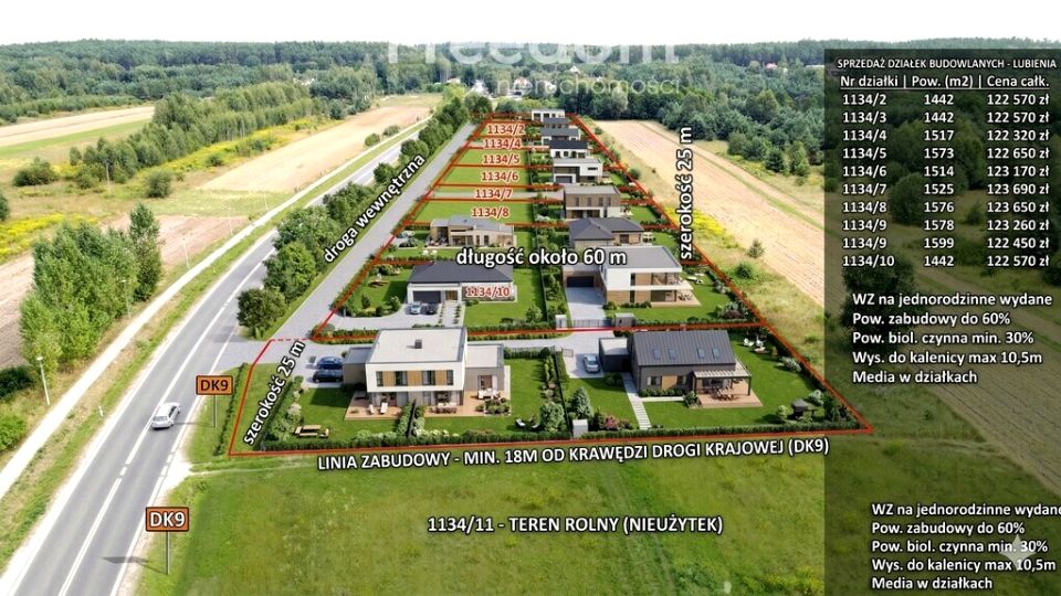 Działka budowlana Lubienia