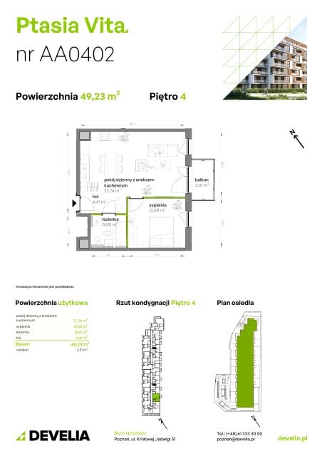 Mieszkanie Grunwald Południe, ul. Ptasia 31