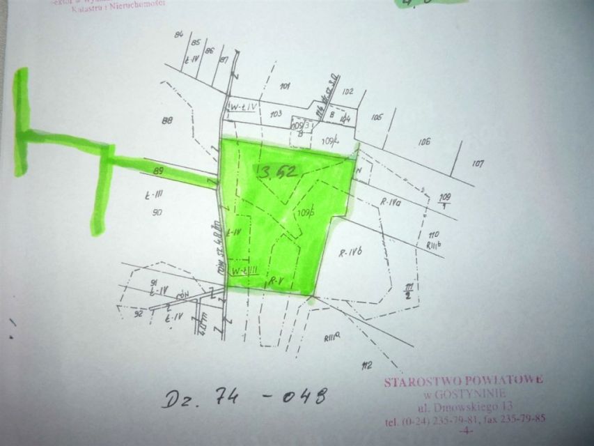 Działka rolna Pacyna