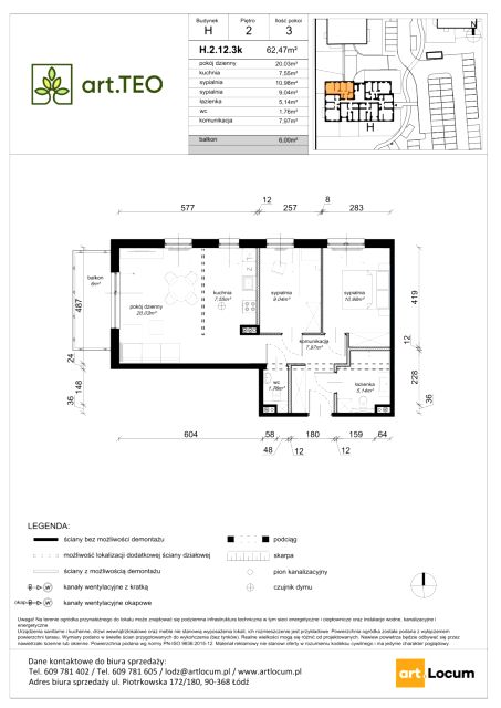 Mieszkanie na sprzedaż, 3 pokoje, 62 m², Złotno Łódź