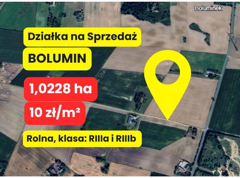 Działka rolna Bolumin