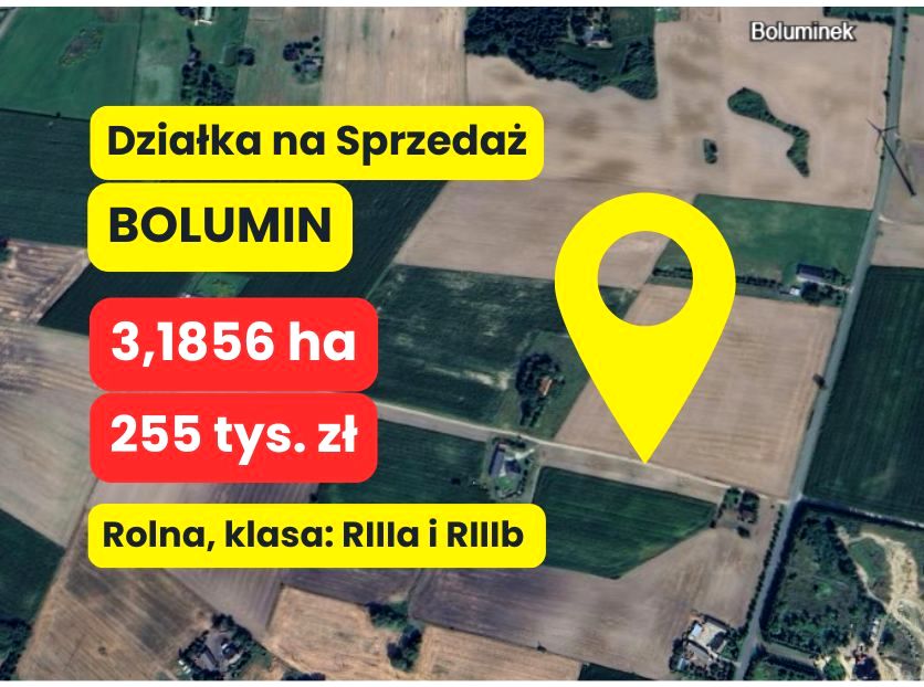 Działka rolna Bolumin