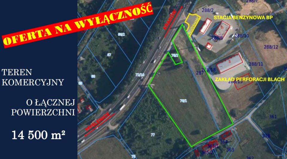 Działka usługowa Włosań