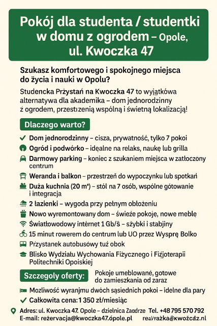 Pokój, ul. Kwoczka