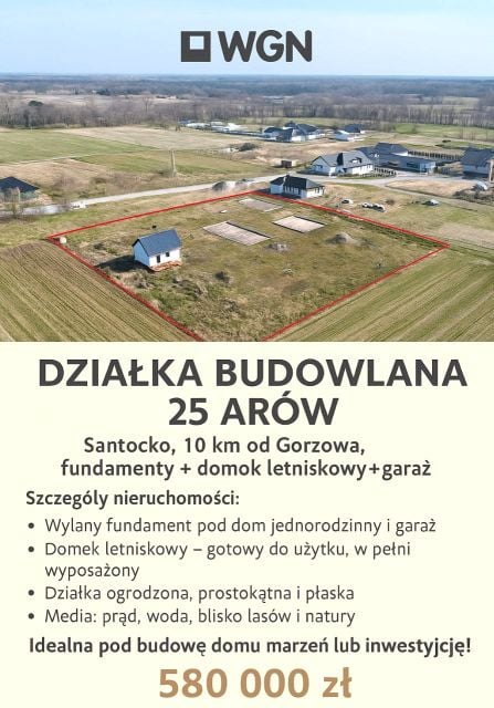 Działka budowlana Santocko