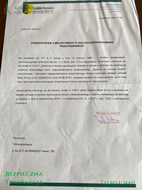 Działka inna Szteklin sprzedam