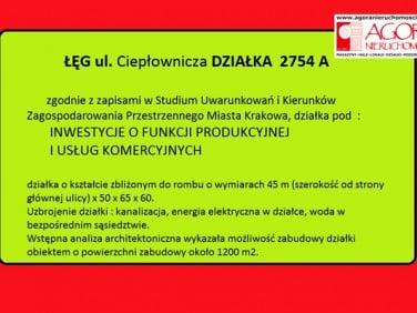 Działka usługowa Kraków