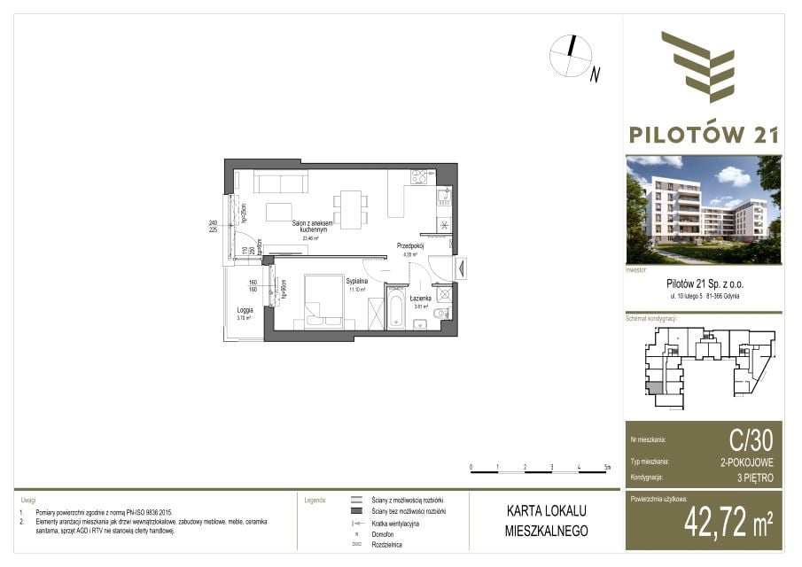 Mieszkanie Młyniec A, ul. Pilotów 21