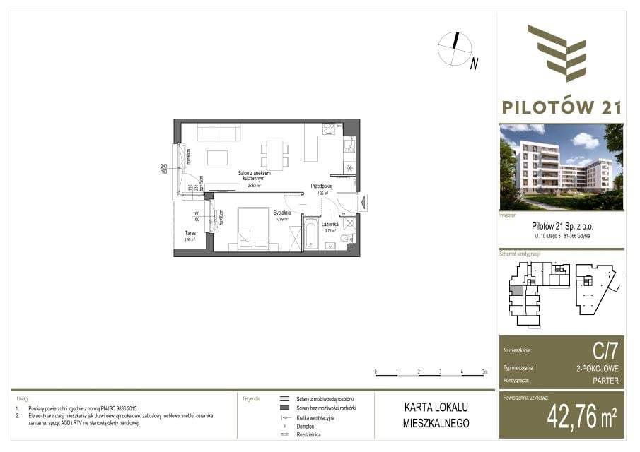 Mieszkanie Młyniec A, ul. Pilotów 21