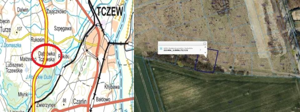Działka inwestycyjna Dąbrówka Tczewska