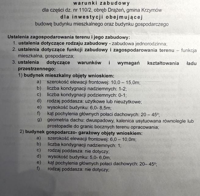 Działka Siedliskowa Drążeń