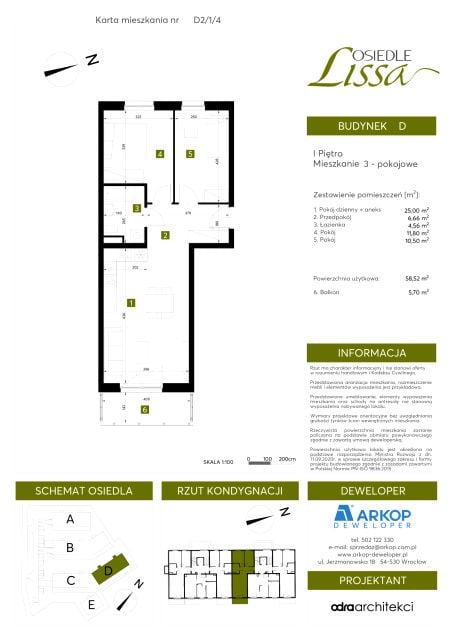 Mieszkanie we Wrocławiu 58,52 m² z rynku pierwotnego