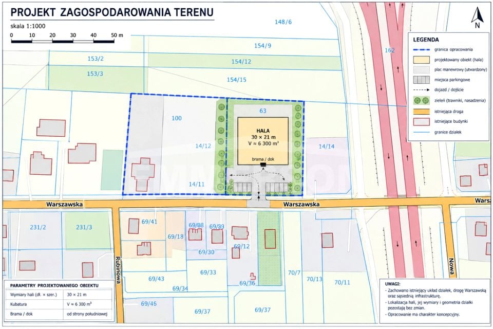 Działka usługowa Poskwitów