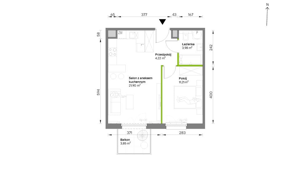 Mieszkanie w Krakowie 41,31 m² z rynku pierwotnego