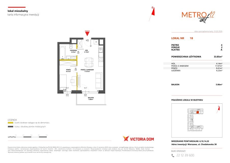 Mieszkanie na sprzedaż, 2 pokoje, 34 m², Grochów Warszawa