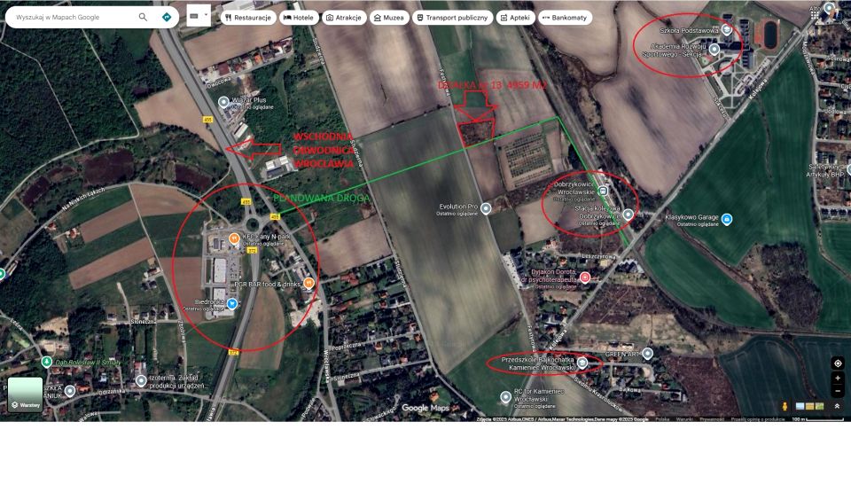 Działka usługowa Kamieniec Wrocławski