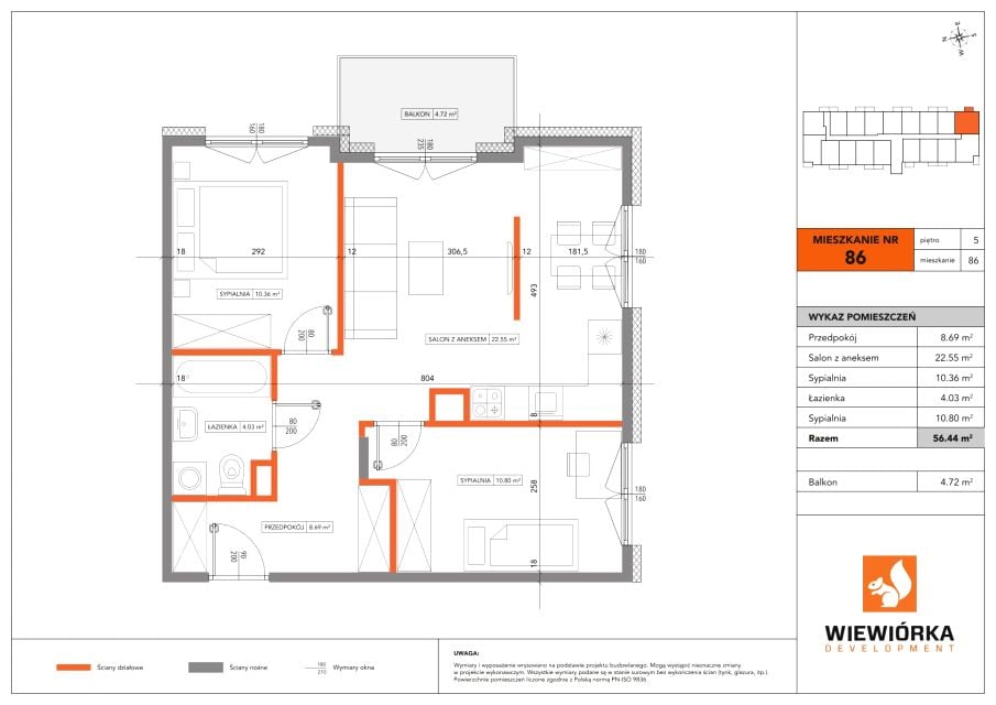 Mieszkanie w Ożarowie Mazowieckim 56,44 m² z rynku pierwotnego