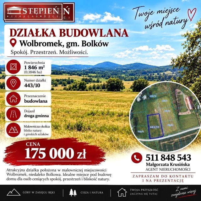 Działka inwestycyjna Wolbromek