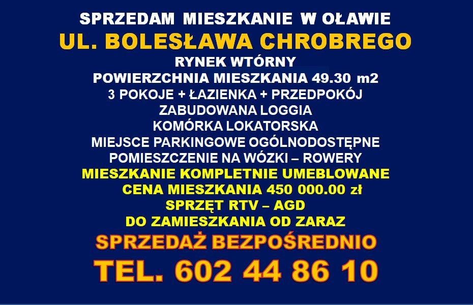 Mieszkanie Oława sprzedaż