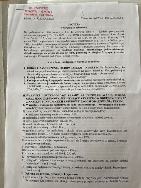 Działka budowlana Czerwińsk nad Wisłą