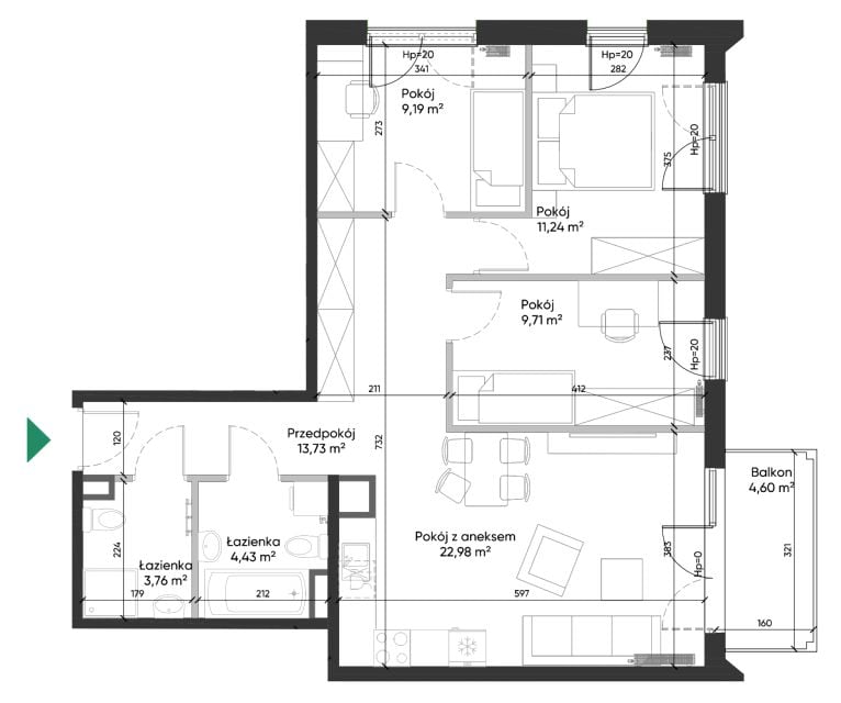 Mieszkanie na sprzedaż, 4 pokoje, 73 m², Tonie Kraków