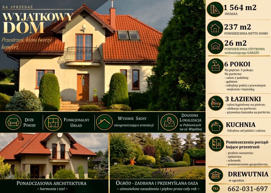 Dom na sprzedaż, 6 pokoi, 237 m², Pabianice