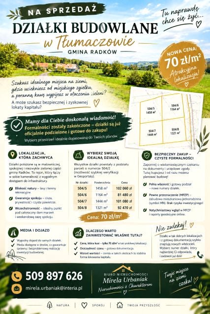 Działka budowlana Tłumaczów