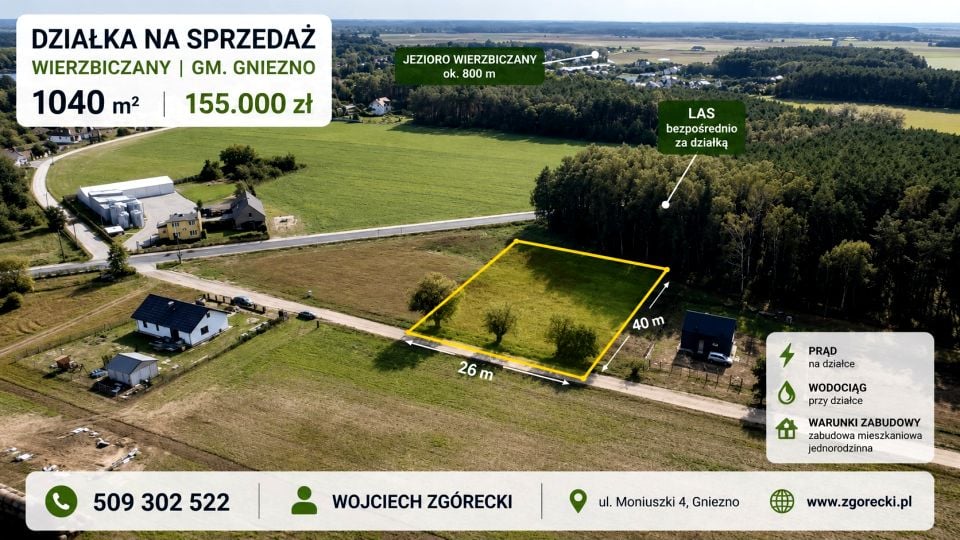 Działka budowlana Wierzbiczany