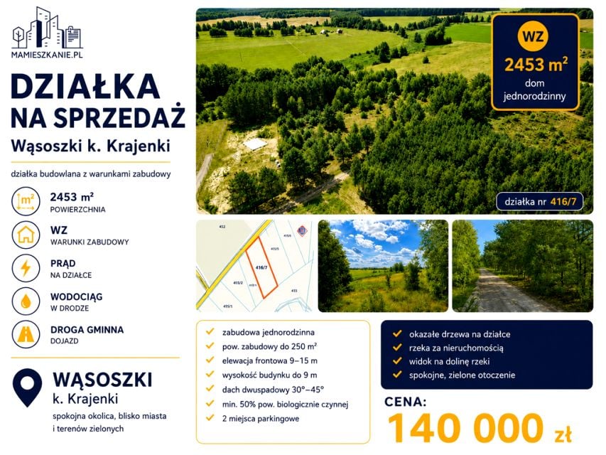 Działka budowlana Wąsoszki
