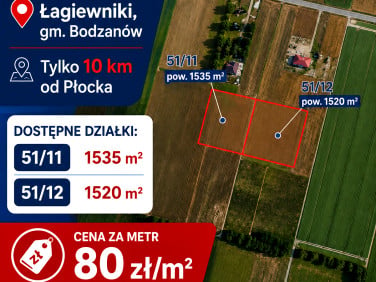Działka budowlana Łagiewniki, gm. Bodzanów
