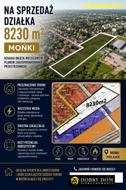 Działka budowlana Mońki sprzedam
