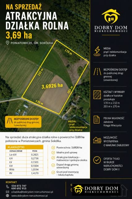 Działka rolna Poniatowicze
