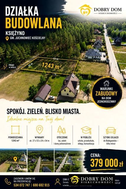 Działka budowlana Księżyno