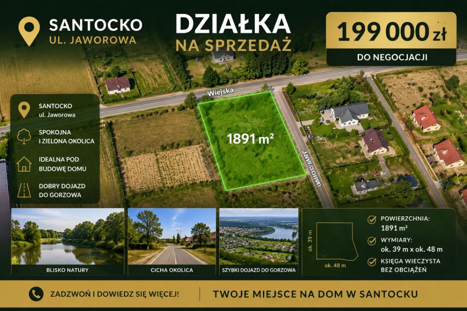 Działka budowlana Santocko