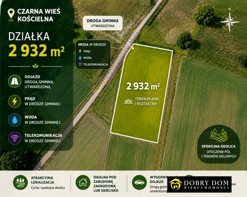 Działka siedliskowa Czarna Wieś Kościelna
