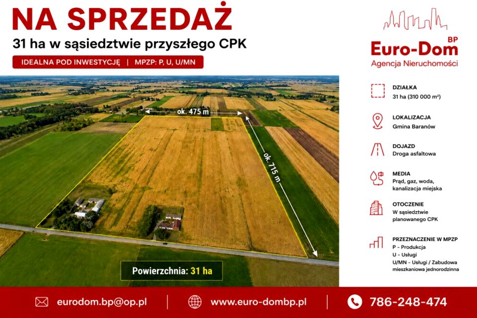 Działka inwestycyjna Baranów