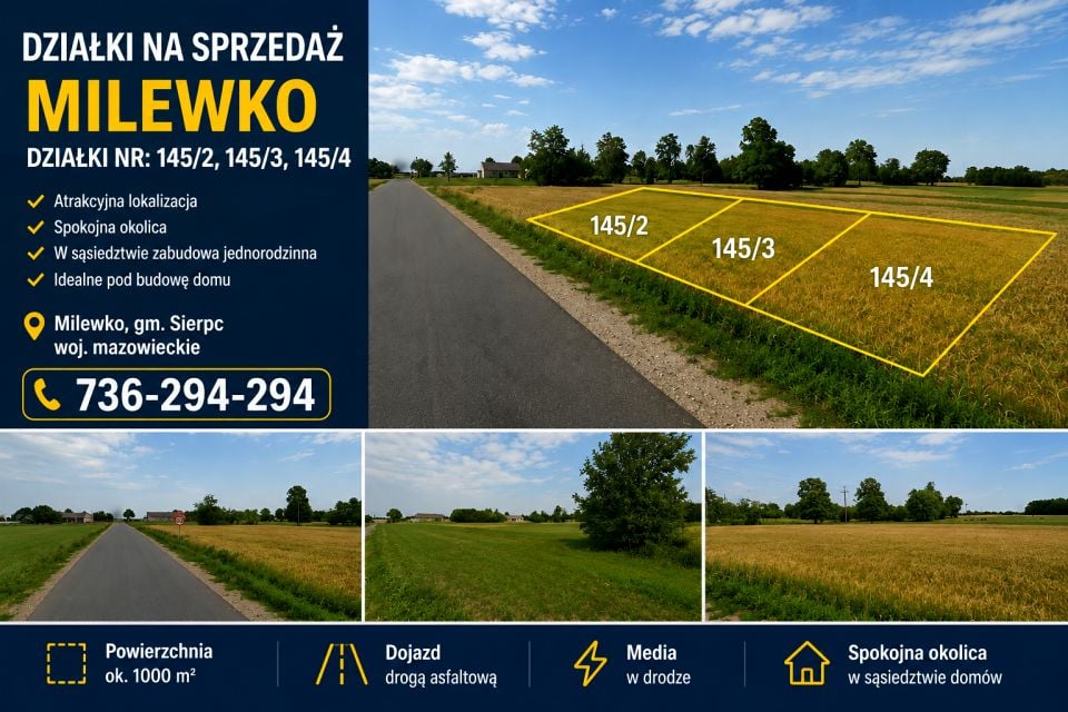 Działka budowlana Milewko