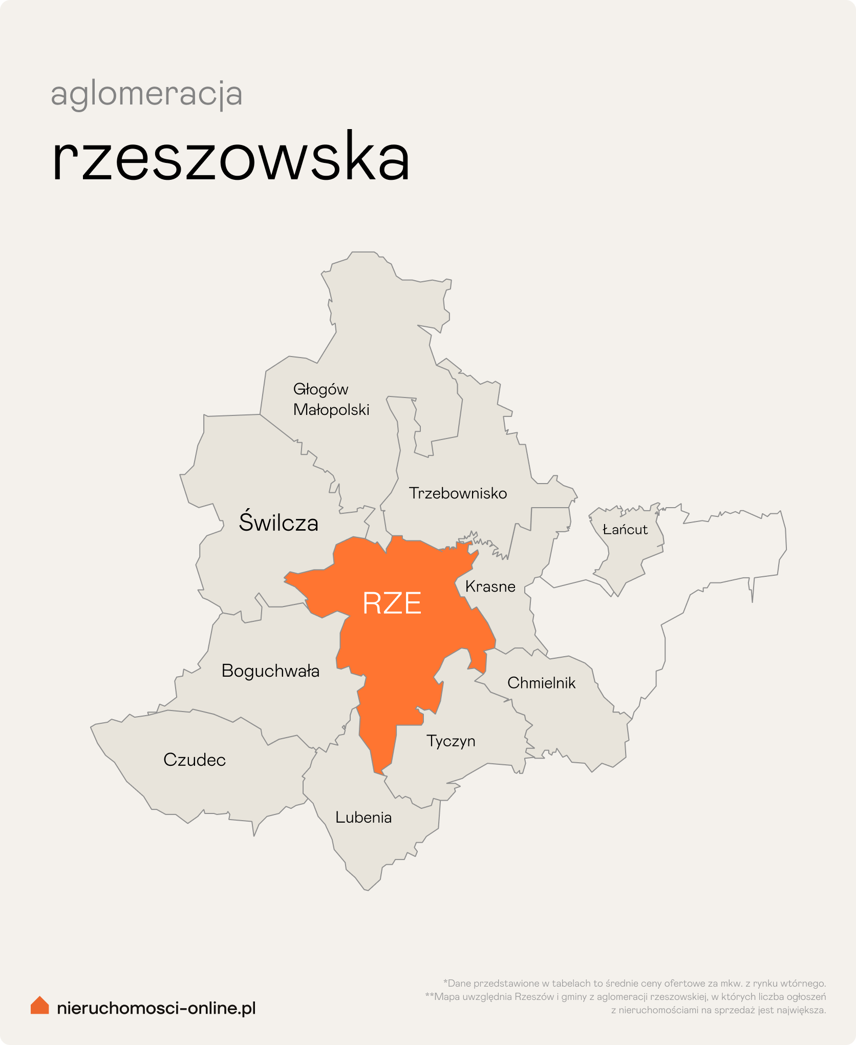 Mapa aglomeracji rzeszowskiej